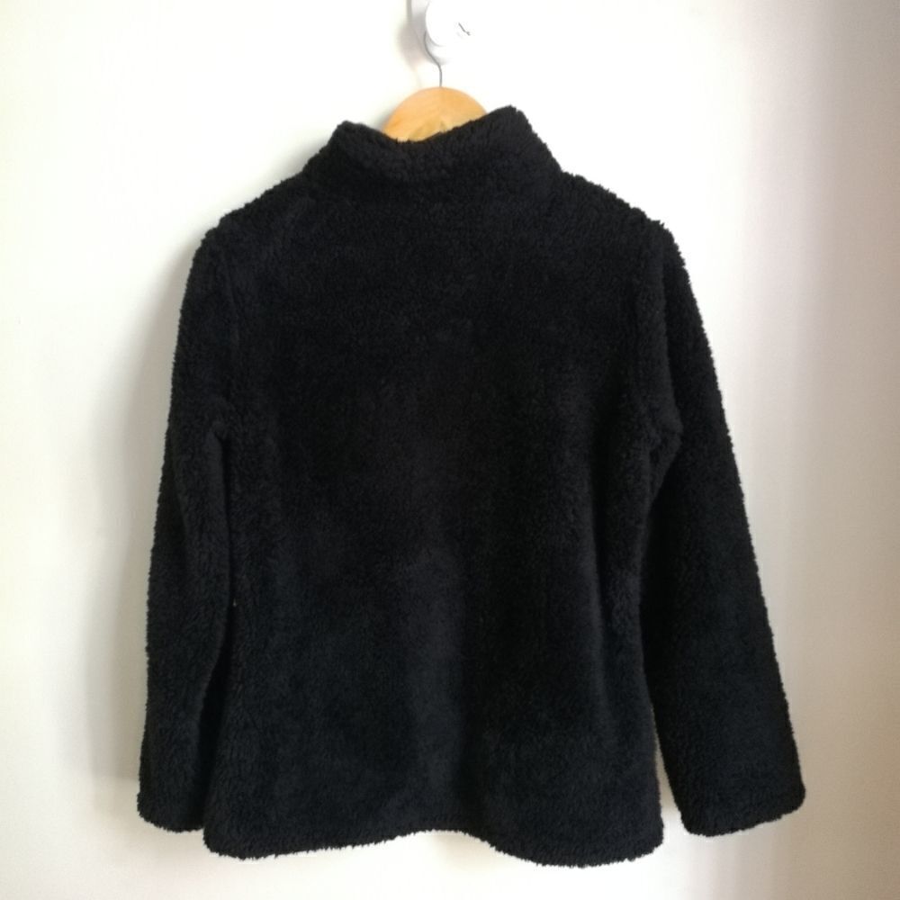 Vie EN ROSE Black Teddy Cosy Warm Cat Embroidery Half Zip Up Sweater Size Small - Picture 15 of 15